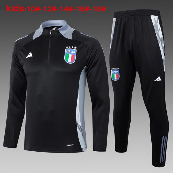 Niños Sudadera De Training Italia 2024 2025 Negro Gris 3